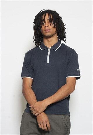 VINTAGE CHAMPION 1/4 ZIP TOP BLUE