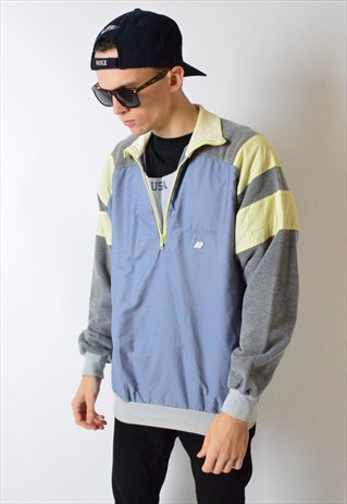 VINTAGE 90S GREY COLOUR BLOCK 1/3 ZIPPER JACKET