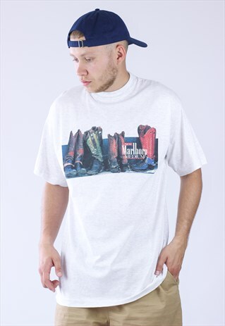 VINTAGE MENS MARLBORO BIG LOGO T-SHIRT