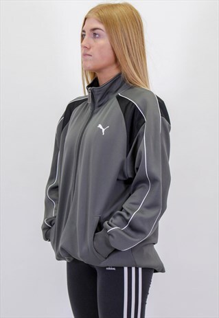 VINTAGE PUMA JACKET IN GREY LARGE