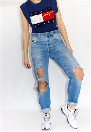 VINTAGE HIGH WAIST 80'S TRASHED WINDOW LEVI JEANS