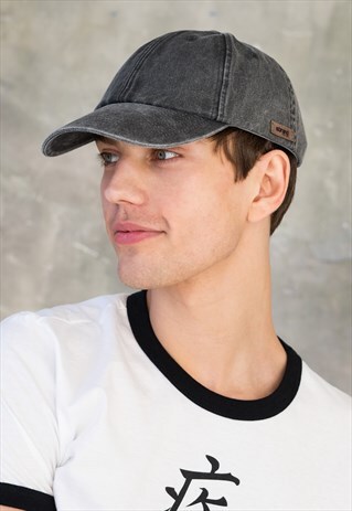 BASEBALL CAP HAT BRUSHED DISTRESSED COTTON RETRO DENIM RAD