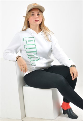 VINTAGE PUMA HOODIE IN WHITE