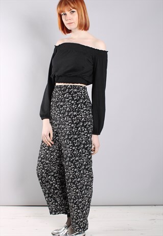 VINTAGE 80S FLORAL PATTERNED HIGH WAISTED CULOTTE TROUSERS