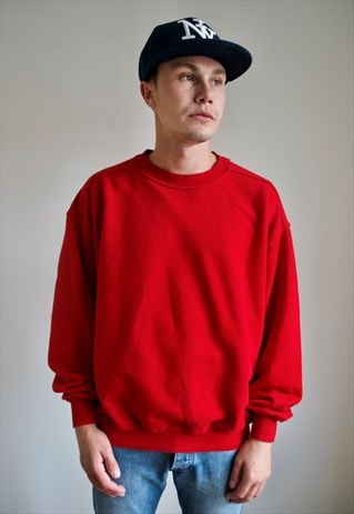 VINTAGE 90'S PLAIN RED SWEATSHIRT
