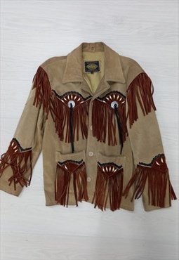 80's Vintage MDK Cowboy Jacket Tan Brown Leather