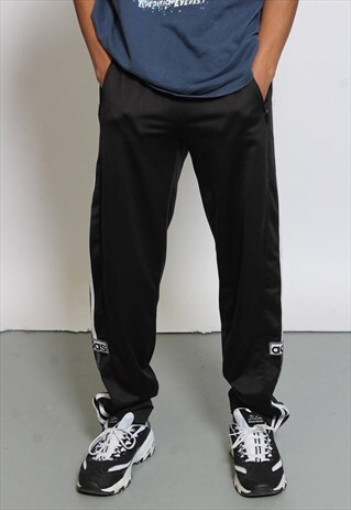 VINTAGE ADIDAS BLACK POPPER JOGGERS