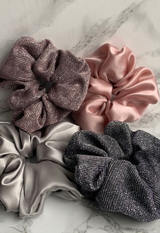 LARGE GLITTER ROSE QUARTZ SCRUNCHIE