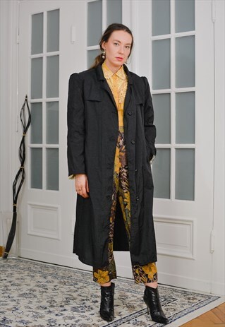 DAIWABO 80S BLACK COAT VINTAGE MINIMALIST SPRING TRENCH