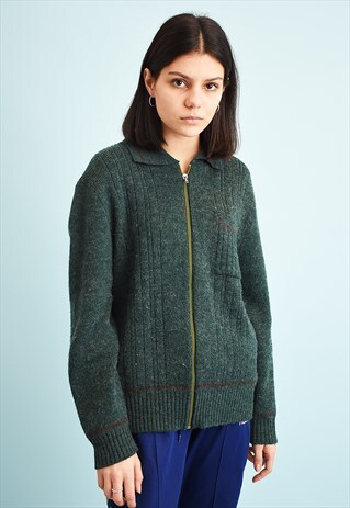 70'S RETRO MINIMALIST WOOL KNIT CARDIGAN TOP