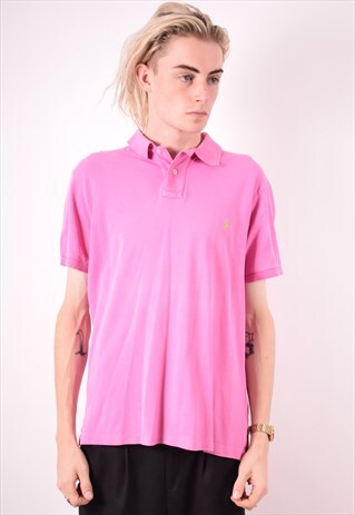 POLO RALPH LAUREN MENS VINTAGE POLO SHIRT LARGE PINK 90S