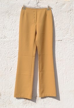 eadstock beige high waist bootcut pants,trousers.