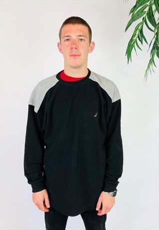BLACK NAUTICA FLEECE JUMPER