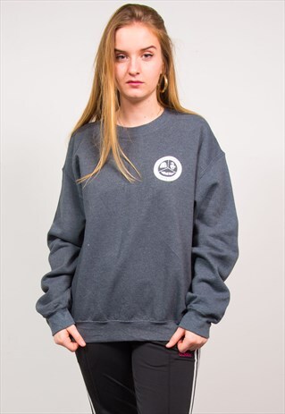 VINTAGE 90'S GREY COLLEGE SWEATSHIRT SWEATER