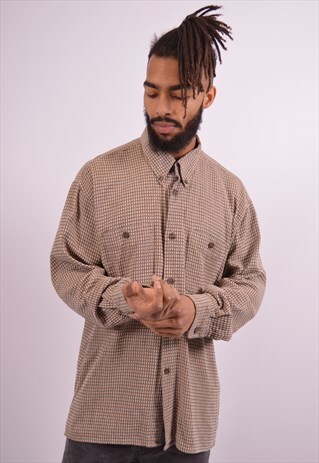 MENS VINTAGE SHIRT XL BROWN 90S