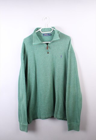 VINTAGE MENS GREEN RALPH LAUREN QUARTER ZIP JUMPER