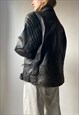 VINTAGE UNISEX LEATHER BIKER JACKET SIZE LARGE 
