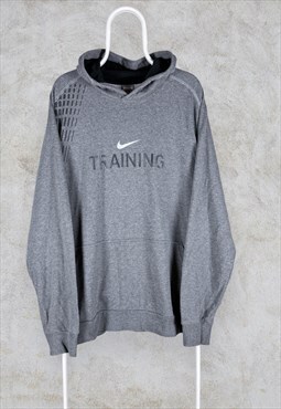Grey Nike Hoodie Centre Swoosh Training Mens XXL