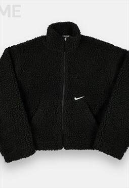 Nike vintage black oversized Sherpa fleece jacket womas S