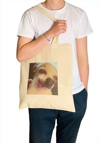 FUNNY DOG TONGUE MEME TOTE BAG