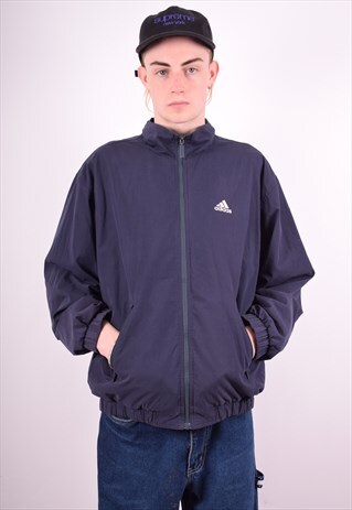 ADIDAS MENS VINTAGE TRACKSUIT TOP JACKET MEDIUM BLUE 90'S