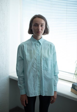 VINTAGE 90'S WHITE/MINT COLOR STRIPED SHIRT