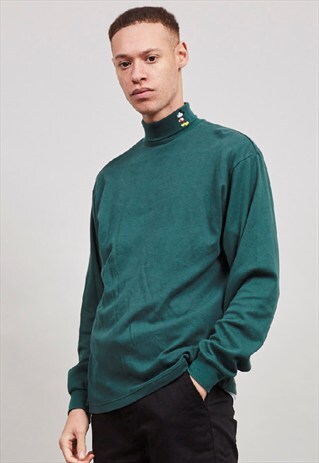 VINTAGE MICKEY MOUSE DARK GREEN ROLL NECK TOP