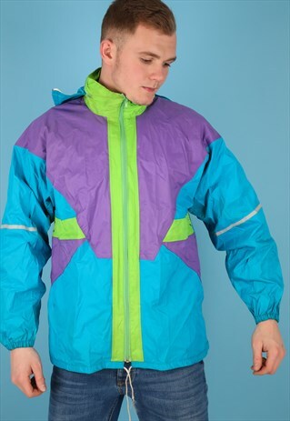 VINTAGE WINDBREAKER JACKET IN MULTI NJ537