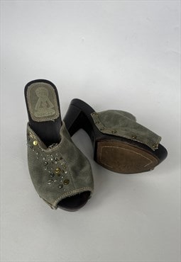 Vintage Tansa Denim & Stud Mules