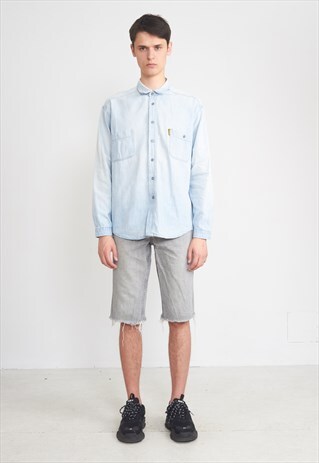 VINTAGE BLUE ARMANI LONG SLEEVE DENIM SHIRT