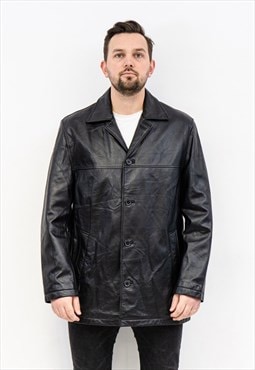 Vintage BATISTINI Genuine Leather Jacket Over Coat Blazer
