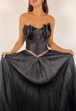 Black Maxi Strapless Corset Dress Party