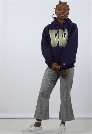 VINTAGE CHAMPION LARGE PURPLE COLLEGE HOODIE