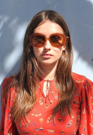 VINTAGE 70S BROWN OVERSIZE SQUARE SUNGLASSES