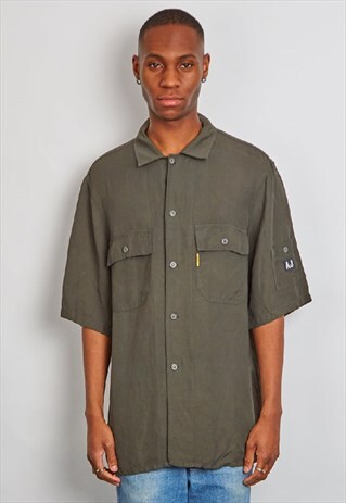 VINTAGE 90'S ARMANI KHAKI SHORT SLEEVE SHIRT