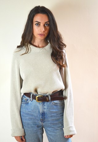 00S VINTAGE LAUREN RALPH LAUREN HEAVY COLLARED KNIT JUMPER