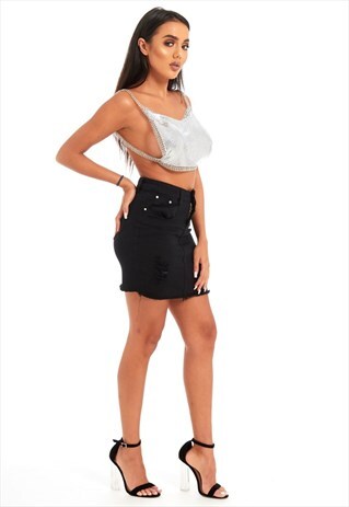 SILVER BACKLESS CHAINMAIL TOP