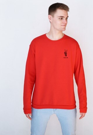 RED PEACE OUT SWEATSHIRT