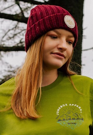 FLECKED BURGUNDY BEANIE HAT LAKESIDE DESIGN