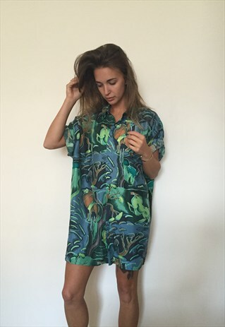 CRAZY PATTERNED VINTAGE RETRO OVERSIZED SHIRT