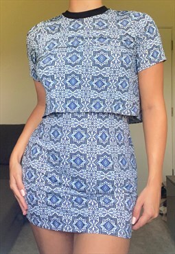 Blue Print Mini Dress