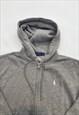 VINTAGE 90S RALPH LAUREN EMBROIDERED GREY ZIP UP HOODIE
