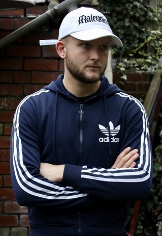 NAVY ADIDAS TREFOIL HOODED JACKET SMALL