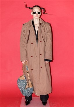 90's Vintage double-breasted trench coat in camel brown