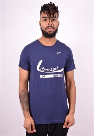 NIKE MENS VINTAGE T-SHIRT TOP MEDIUM BLUE 90'S