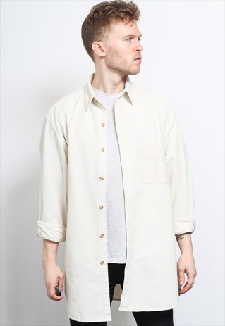 VINTAGE GUESS CORDUROY CORD SHIRT CREAM
