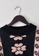 80S FLORAL CASUAL SOFT OVERSIZED KNIT JUMPER S - L
