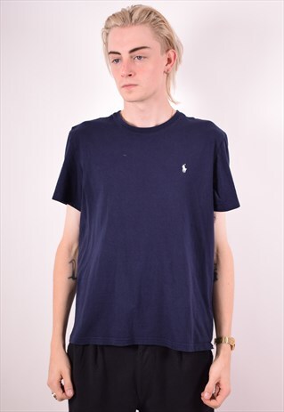 POLO RALPH LAUREN MENS VINTAGE T-SHIRT TOP LARGE NAVY 90S