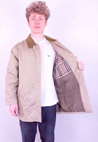 VINTAGE BURBERRY NOVA CHECK QUILTED JACKET IN BEIGE XL