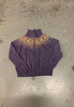 Vintage Eddie Bauer Knitted Jumper Zip Up Patterned Sweater
